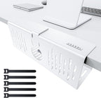 Bandeja de Gestión de Cables Sin Taladro para Debajo del Escritorio, Gestión de Cables de 14 pulgadas, Abrazadera Sin Perforaciones, Bandeja de Cables de Metal, Organizador de Cables, Cesta