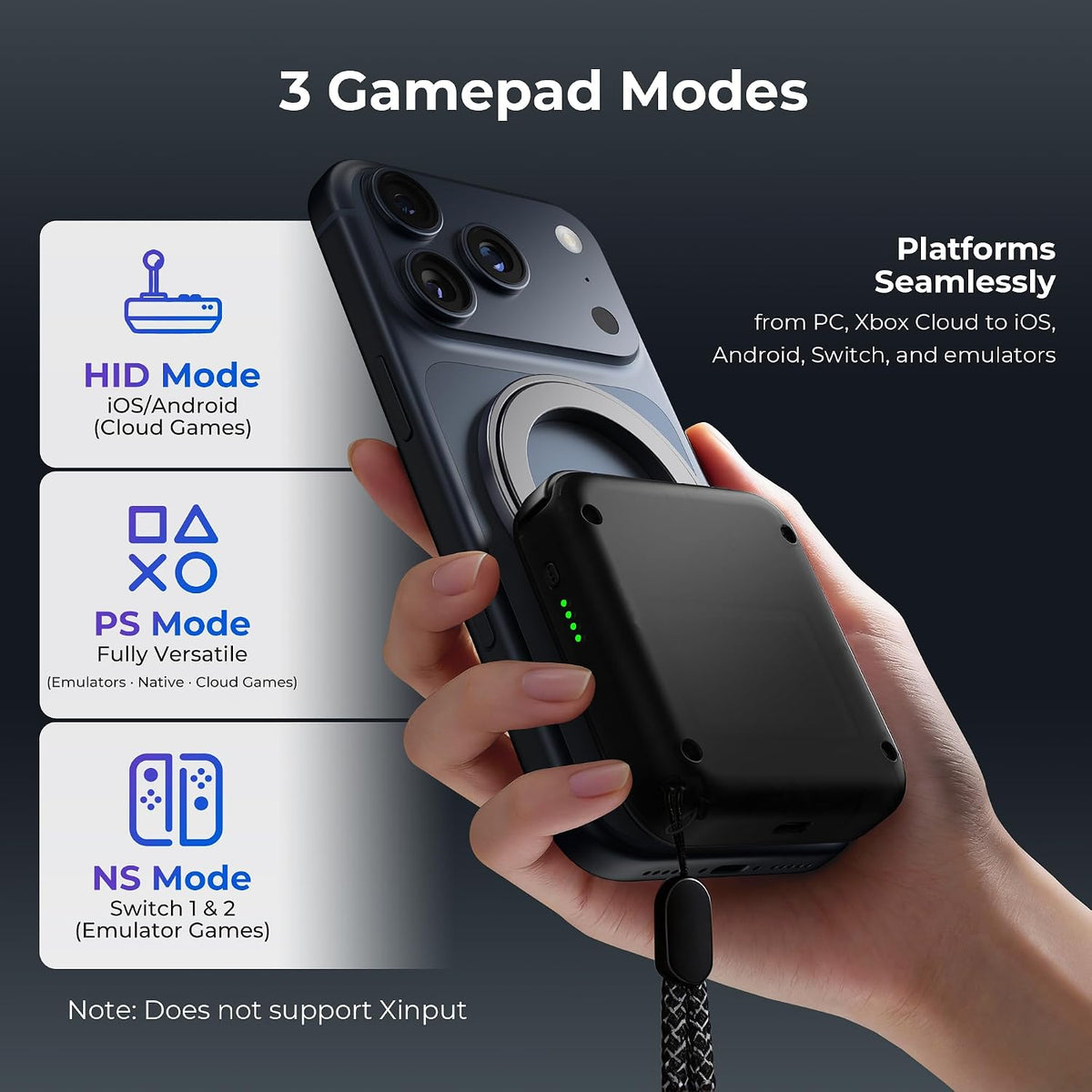 abxylute M4 Controlador Móvil Snap-On para Juegos para Android y iPhone, Switch 1 y 2, Controlador Bluetooth portátil, Gamepad retro para teléfono tamaño bolsillo con patilla, Doble joystick Turbo Pro Magnético