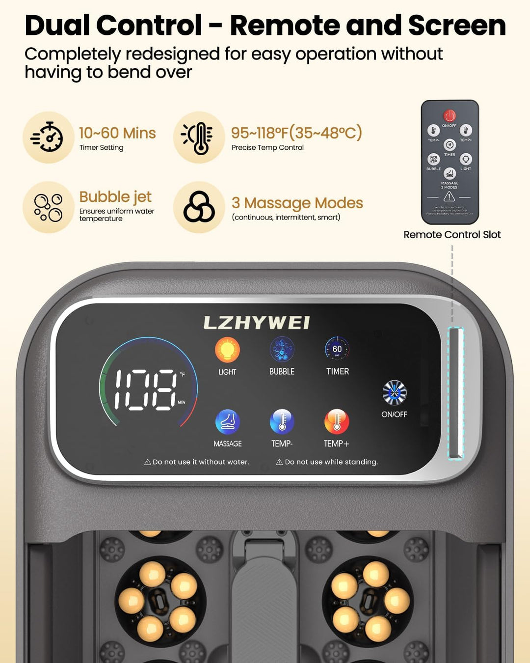 LZHYWEI Spa de pies plegable con calor, masajeador eléctrico de pie...