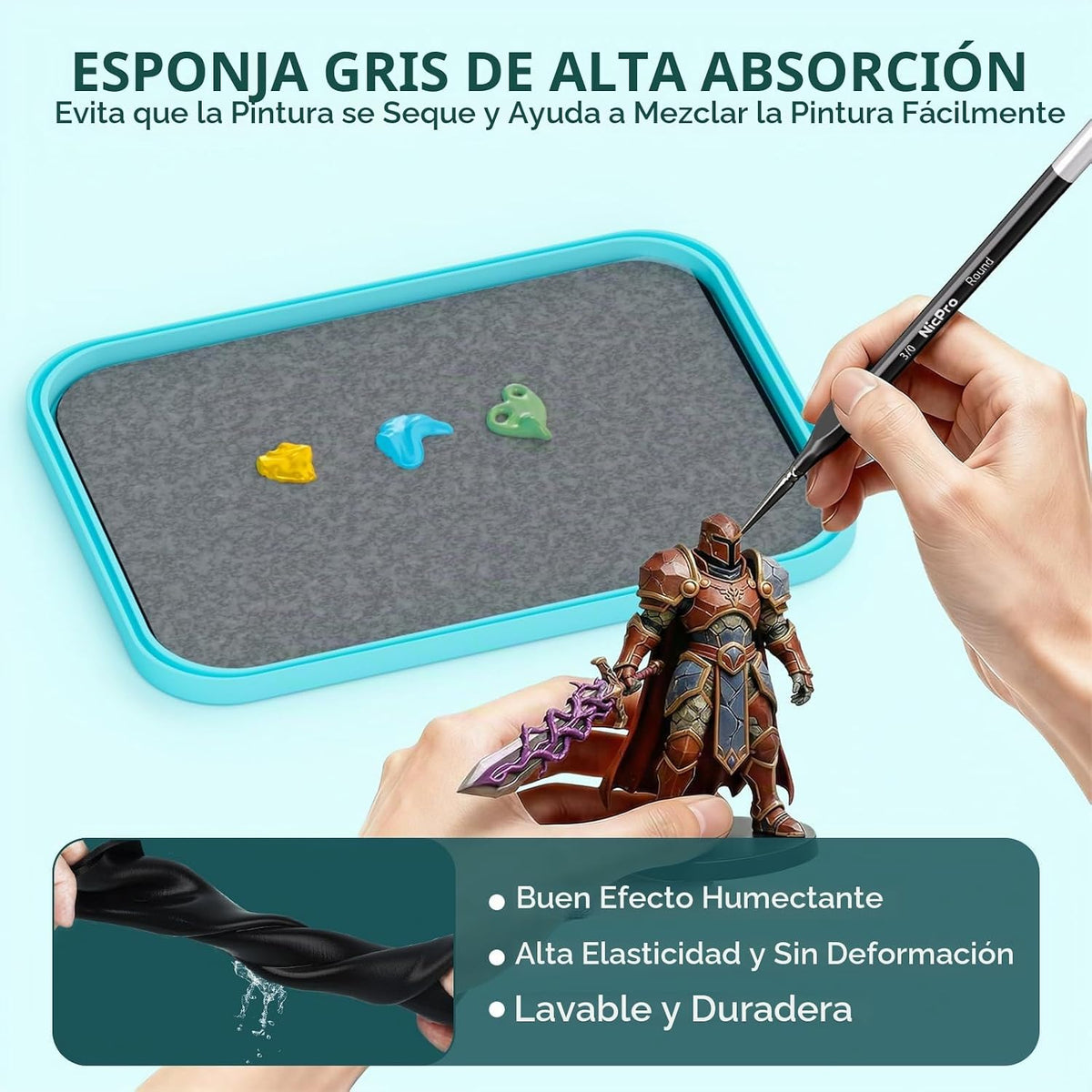 Nicpro Paleta Stay Wet para pintar en miniatura, pintura acrílica