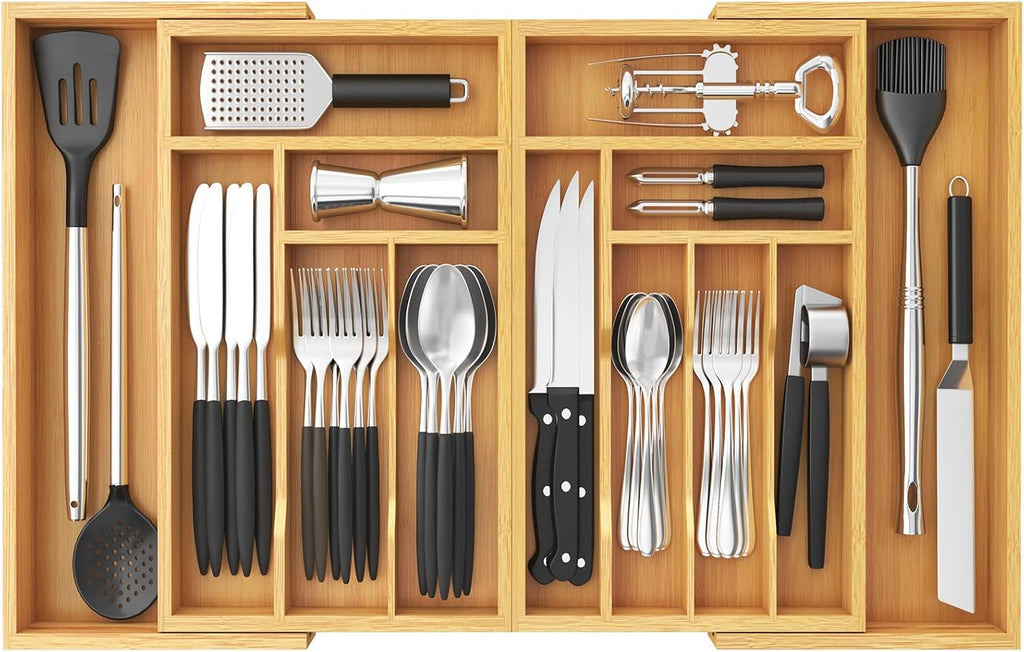 Lifewit Organizador de cajones de cubiertos grande, bandeja de utensilios