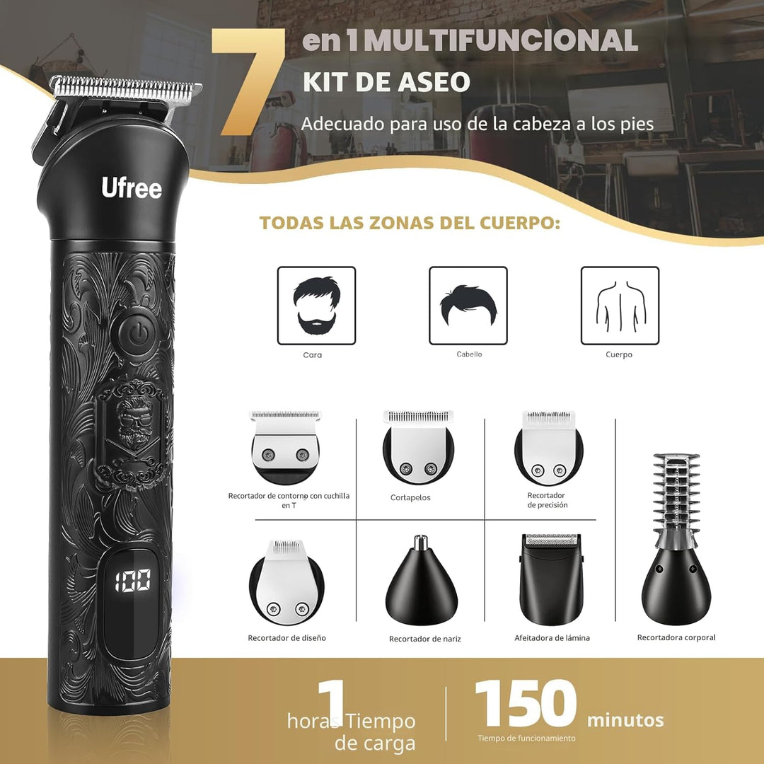 Ufree Recortadora de barba para hombres, afeitadoras eléctricas, co...