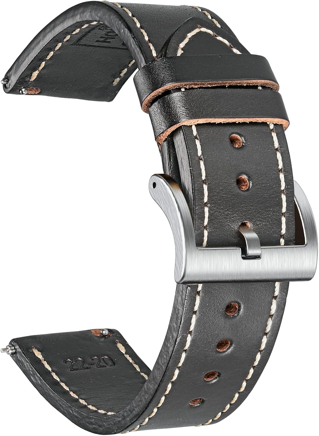 hemsut h Horween - Correas de reloj de cuero, correas de repuesto de cuero de liberación rápida para hombres o mujeres, relojes inteligentes o tradicionales, 0.709 in, 0.787 in, 0.866 in