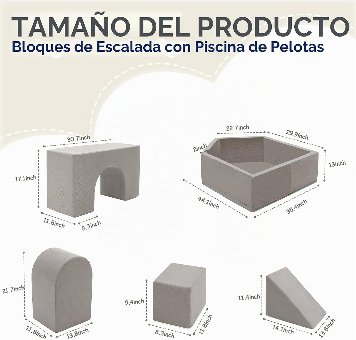 Juguetes de escalada para niños pequeños con hoyo de pelotas, 7 piezas de bloques de escalada de espuma para bebés con piscina de bolas, juego suave de actividades de escalada para niños