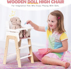 ROBOTIME Silla alta de madera para muñeca de bebé, silla de muñeca