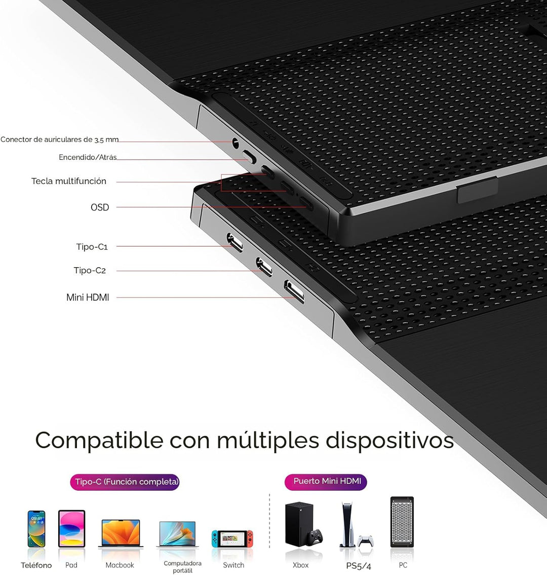 Yxk Monitor portátil de 15.6 pulgadas 1080P USB-C HDMI ultradelgado...