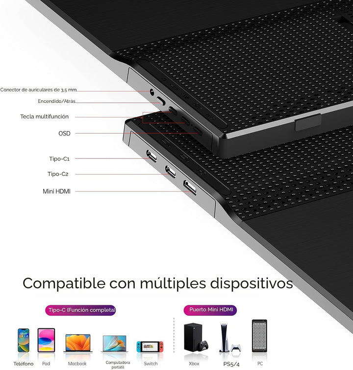 Yxk Monitor portátil de 15.6 pulgadas 1080P USB-C HDMI ultradelgado...