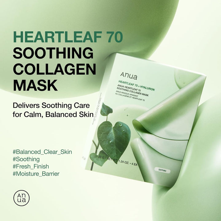 ANUA Heartleaf 70 Mascarilla de Colágeno Suavizante, Mascarilla Fac...