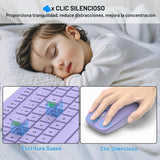 Combo de teclado y mouse inalámbricos, teclado ergonómico silencios...