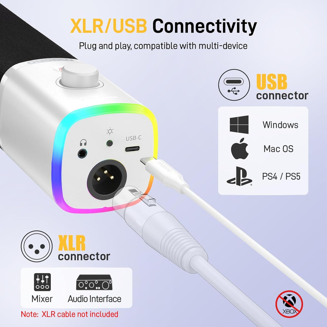 MAONO Kit de micrófono XLR\/USB para juegos: micrófono dinámico par...