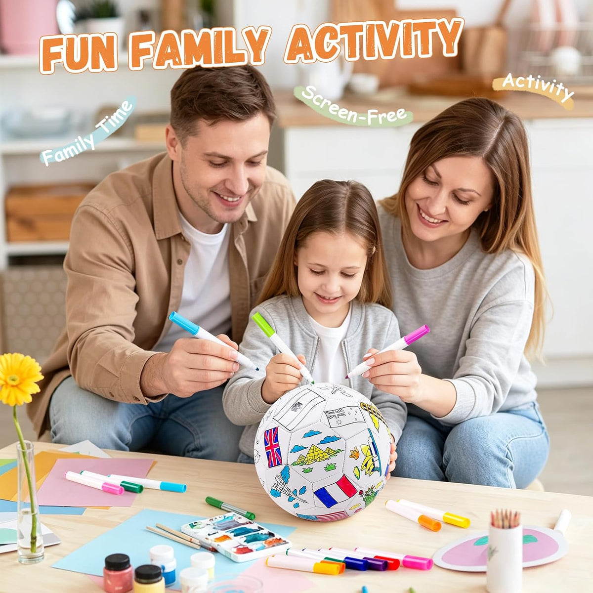 Innotoys Colorea tu propia pelota de fútbol tamaño 3 para niños de 3 a 8 años – Banderas de bricolaje pintables Kit de manualidades con marcadores, juguete de fútbol personalizado para niños y niñas