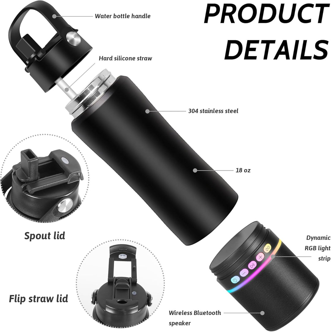KAKULO Botella de agua con altavoz Bluetooth portátil, botellas de...