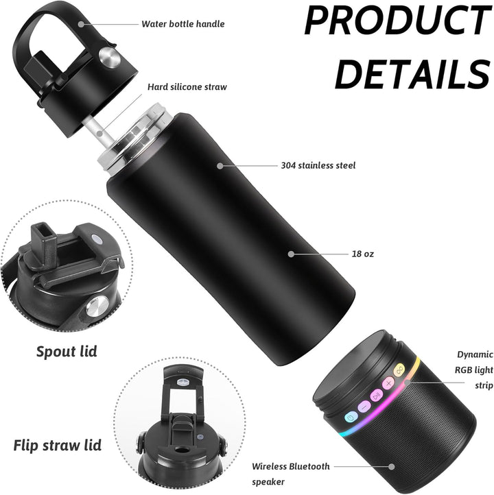 KAKULO Botella de agua con altavoz Bluetooth portátil, botellas de...