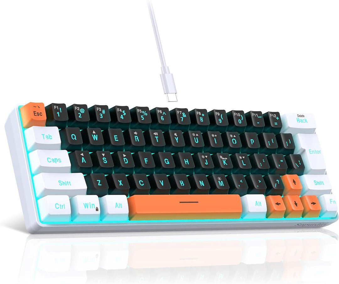 Snpurdiri 60 Percent Wired Gaming Keyboard, 63 Keys RGB Backlit Sma...