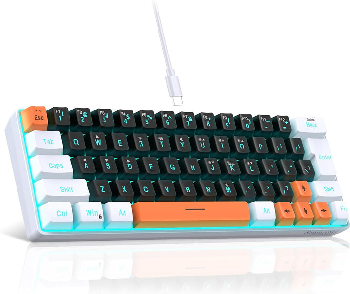 Snpurdiri 60 Percent Wired Gaming Keyboard, 63 Keys RGB Backlit Sma...