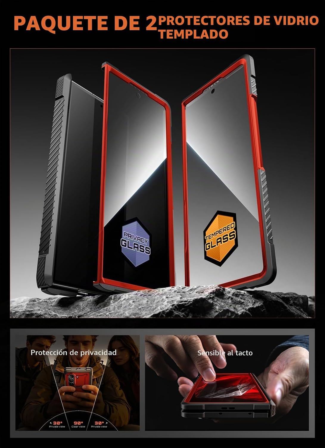 SUPCASE Funda para Galaxy Z Fold 8 Ultra, pantalla de vidrio y privacidad