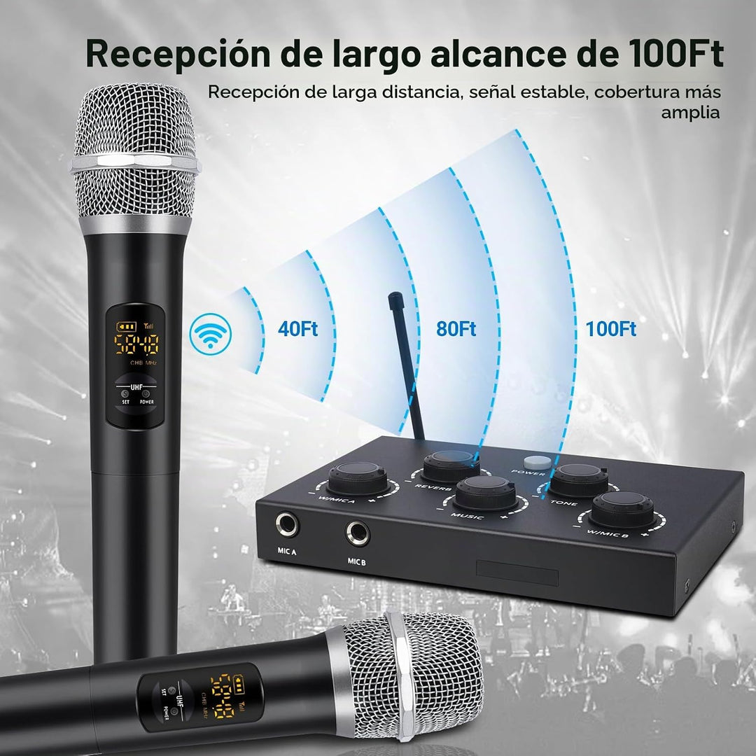 Sistema de Karaoke Inalámbrico, Micrófono de Karaoke Portátil con M...