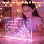 Tablero de dibujo LED con 8 colores, tableros de mensajes acrílicos de 11.8 x 7.8 pulgadas con 13 efectos de luz, tablero de garabatos brillantes, regalos para niños para Pascua, Halloween