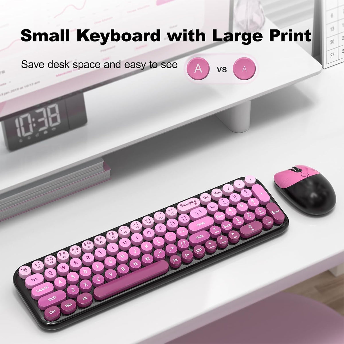 MOFII Combo de teclado y mouse inalámbricos, teclado pequeño compac...