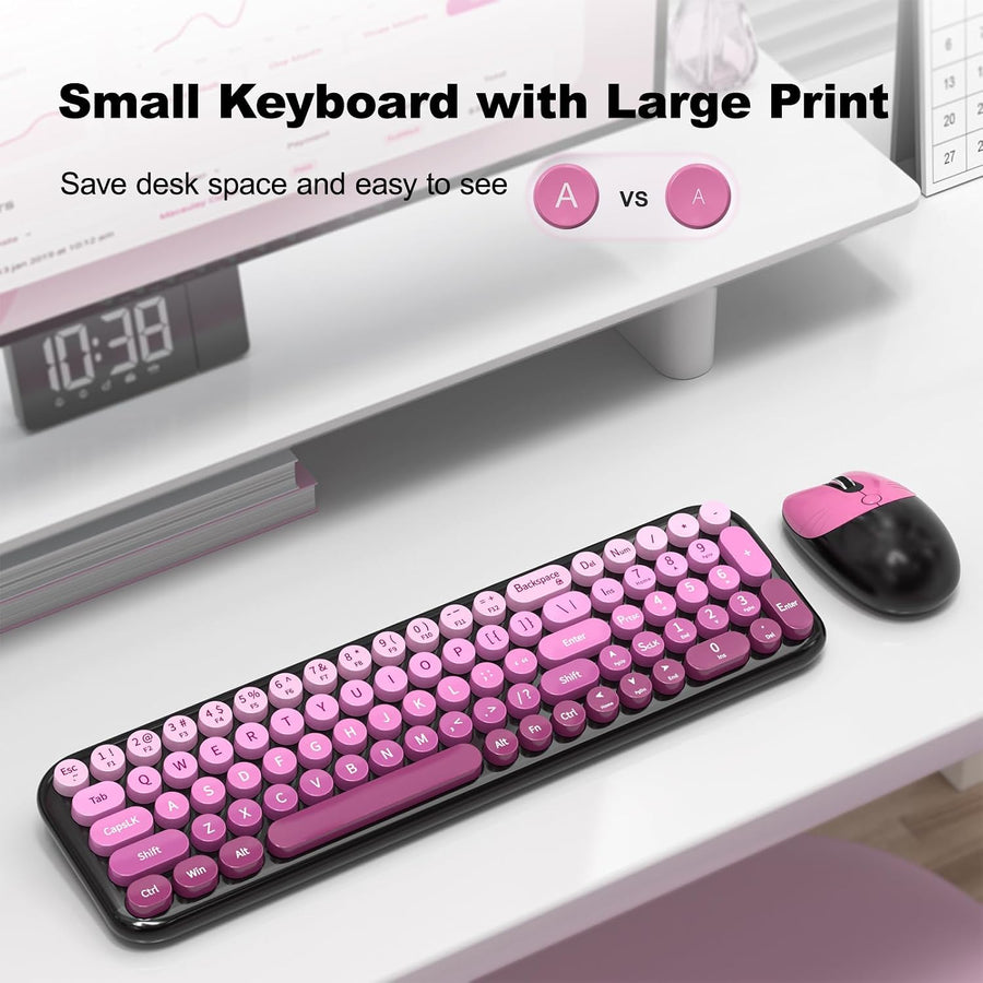 MOFII Combo de teclado y mouse inalámbricos, teclado pequeño compac...