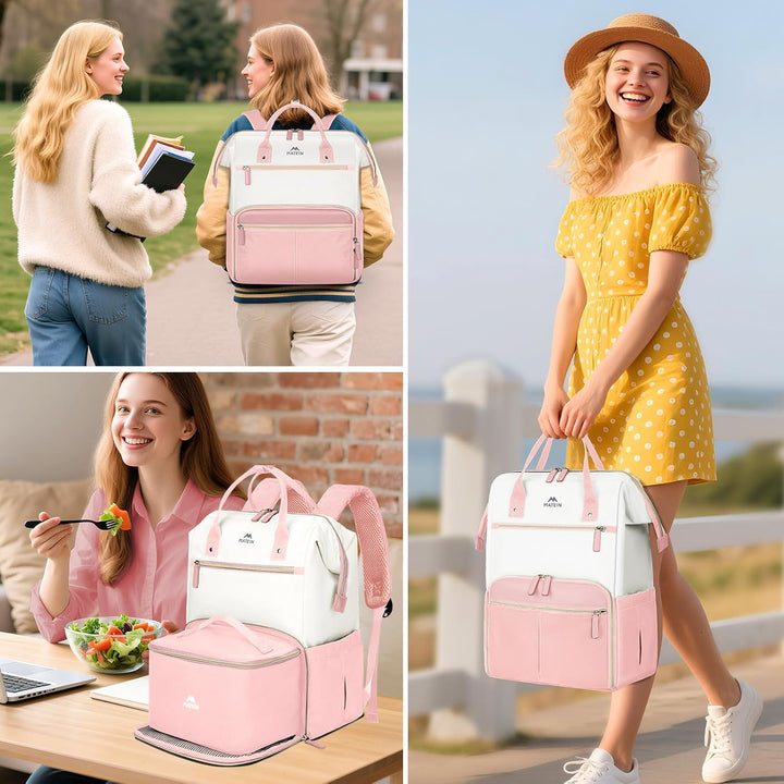 MATEIN Mochila de almuerzo para mujer, mochila de trabajo de 15.6 p...