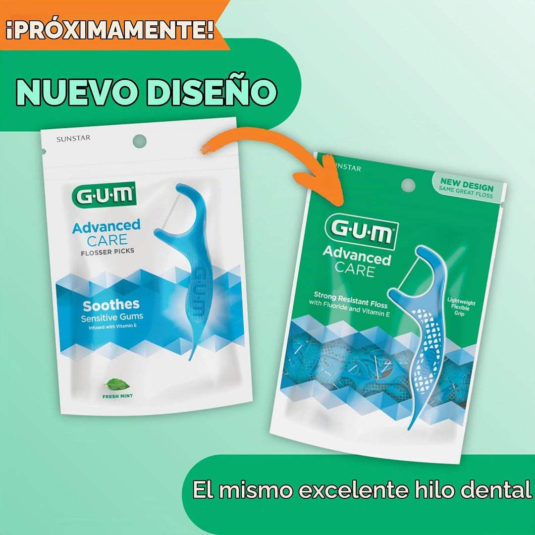 GUM Advanced Care - Púas de hilo dental para adultos con vitamina E...