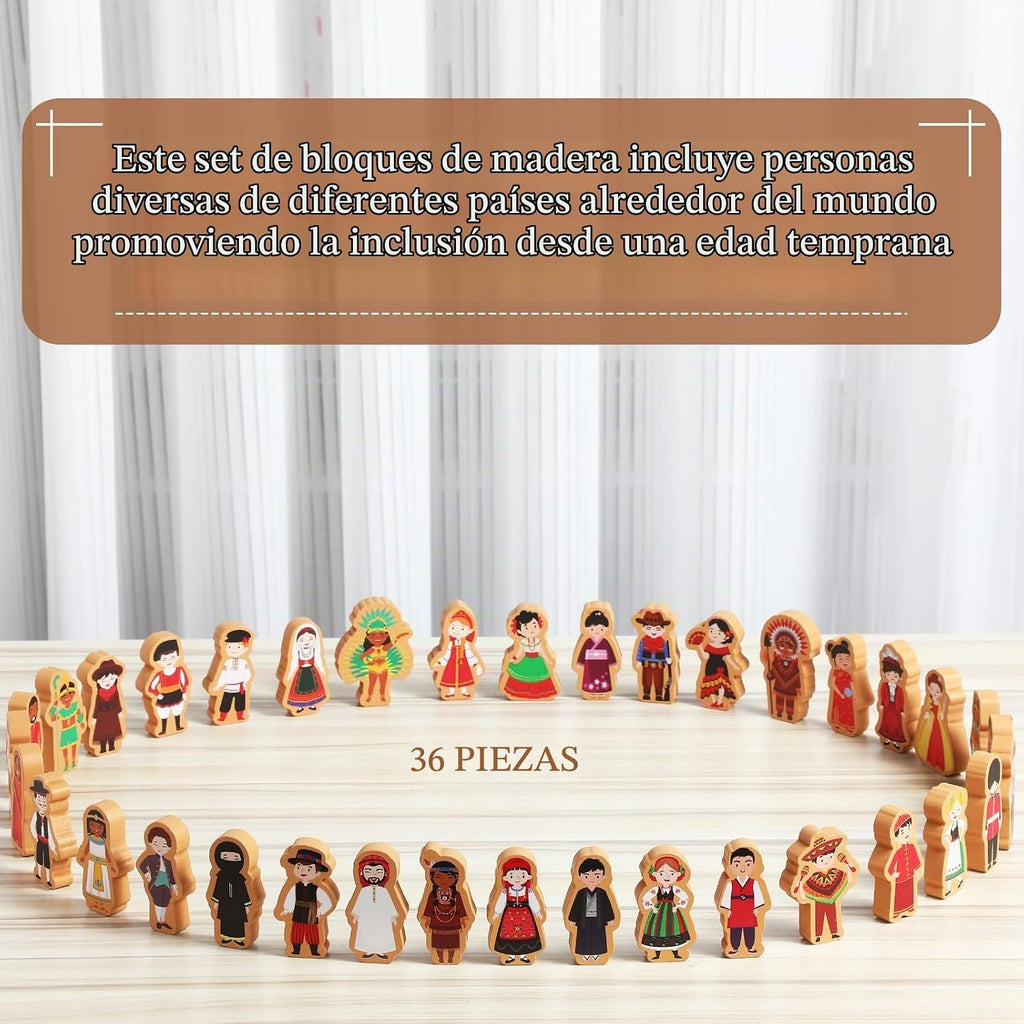 Blosssound 36 piezas de figuras de madera para el aula preescolar