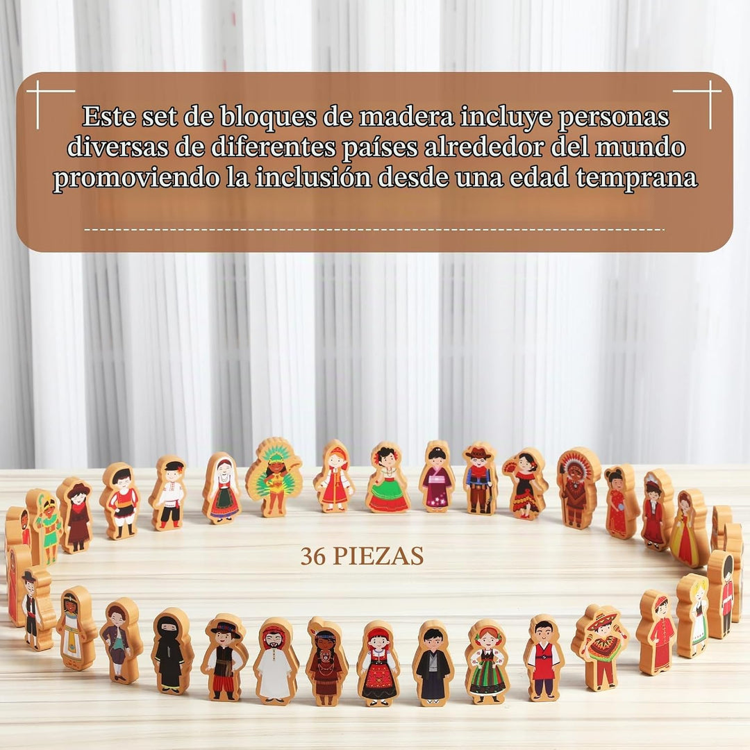 Blosssound - 36 figuras de madera para personas preescolares | Jueg...