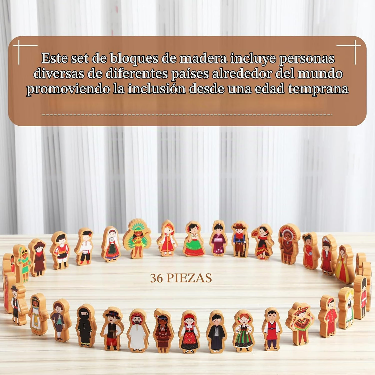 Blosssound 36 piezas de figuras de madera para el aula preescolar