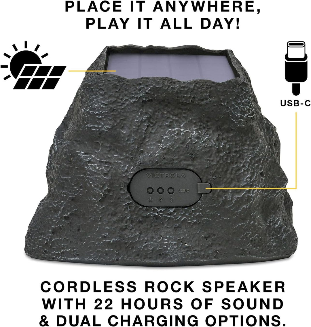 Victrola Rock Speaker Connect, Granite, Inalámbrico para Exteriores...