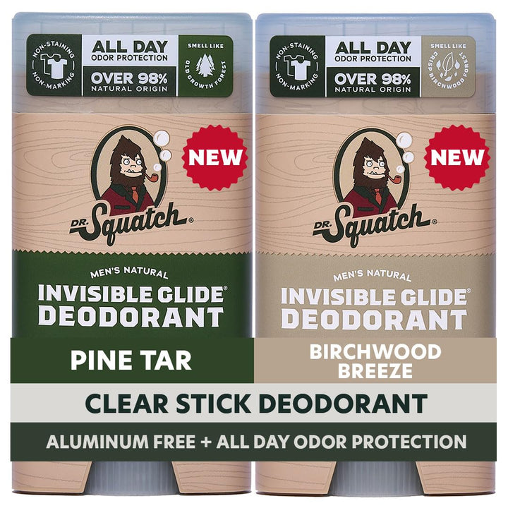 Dr. Squatch Invisible Glide Natural Desodorante para hombre, desliz...