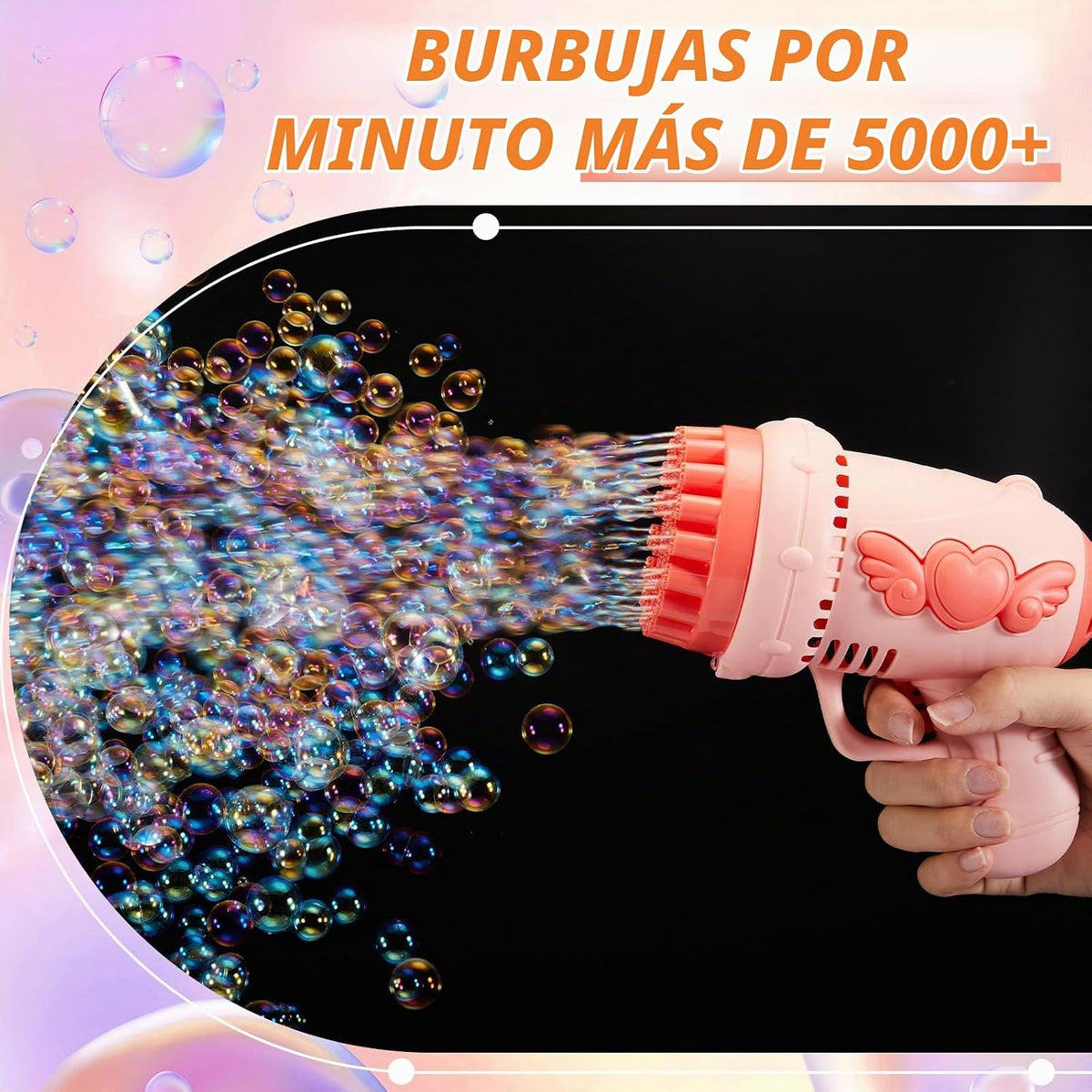 Paquete de 4 pistolas de burbujas de boda de 32 agujeros con luz, solución de botellas, fabricante de burbujas romántico para ceremonia al aire libre, recuerdos de fiesta de boda, accesorios de fotos, entretenimiento de recepción (rosa)