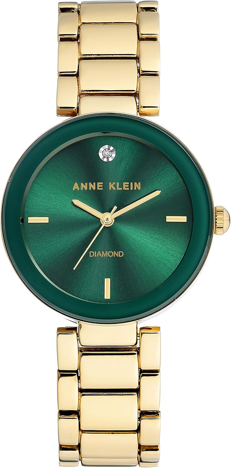 Anne Klein Reloj de pulsera con esfera de diamante genuino para mujer