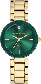 Anne Klein Reloj de pulsera con esfera de diamante genuino para mujer