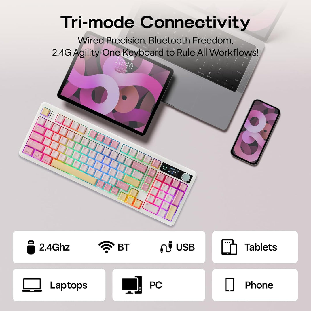 EPOMAKER TH99 PRO Teclado mecánico 96% con pantalla y perilla, 1000...