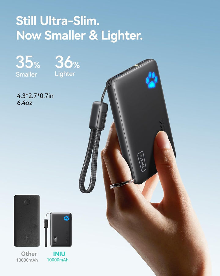 INIU Cargador portátil, Banco de energía ultra delgado de 10000mAh...