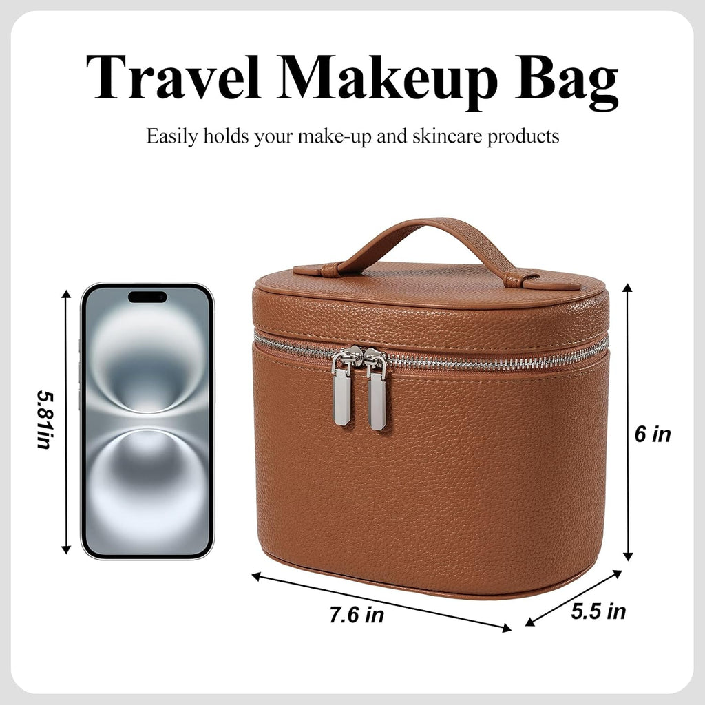Bolso de maquillaje, estuche de viaje con compartimentos y asa, organizador portátil de cosméticos, bolso de aseo para mujer