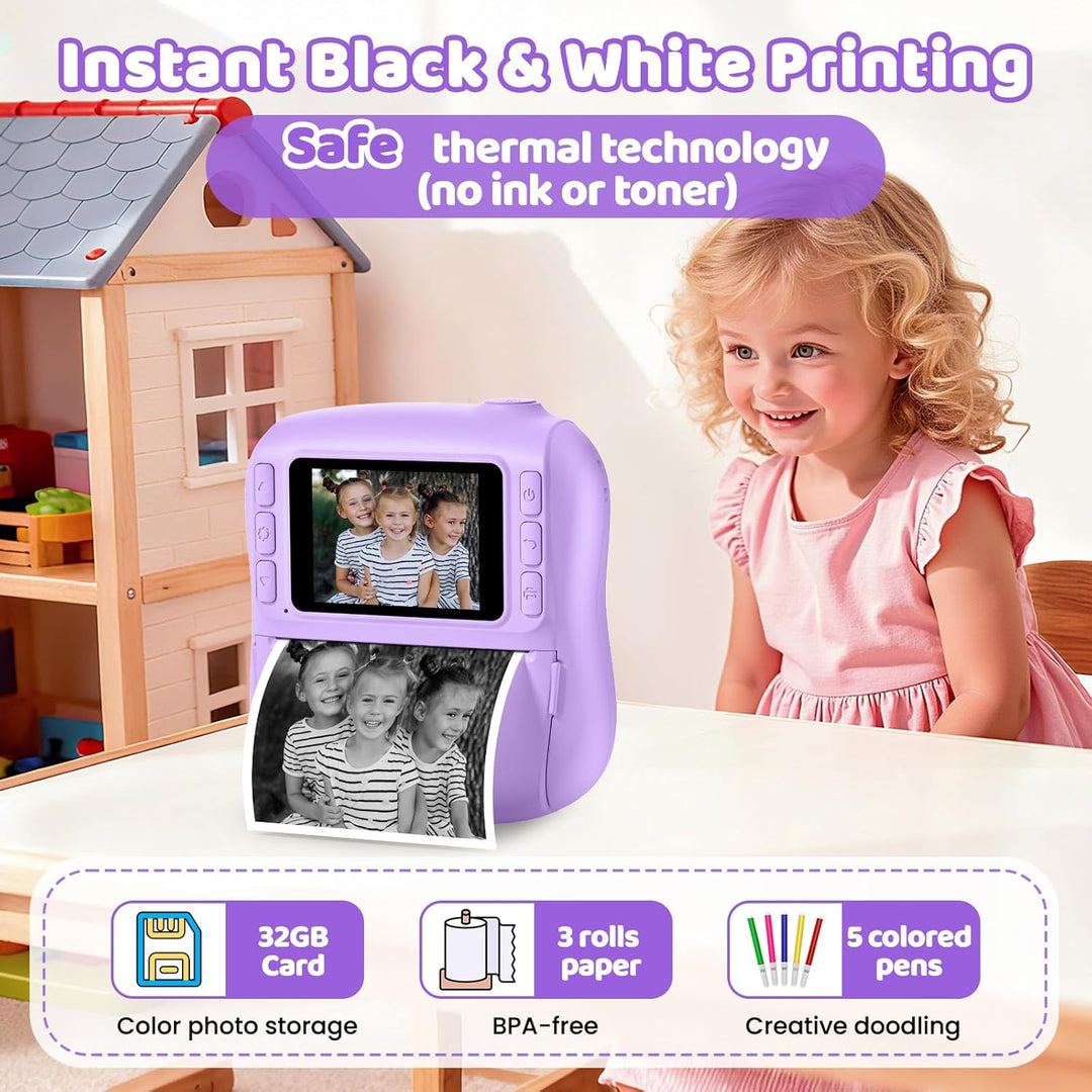 Cámara de impresión instantánea para niños, regalos de Navidad y cu...