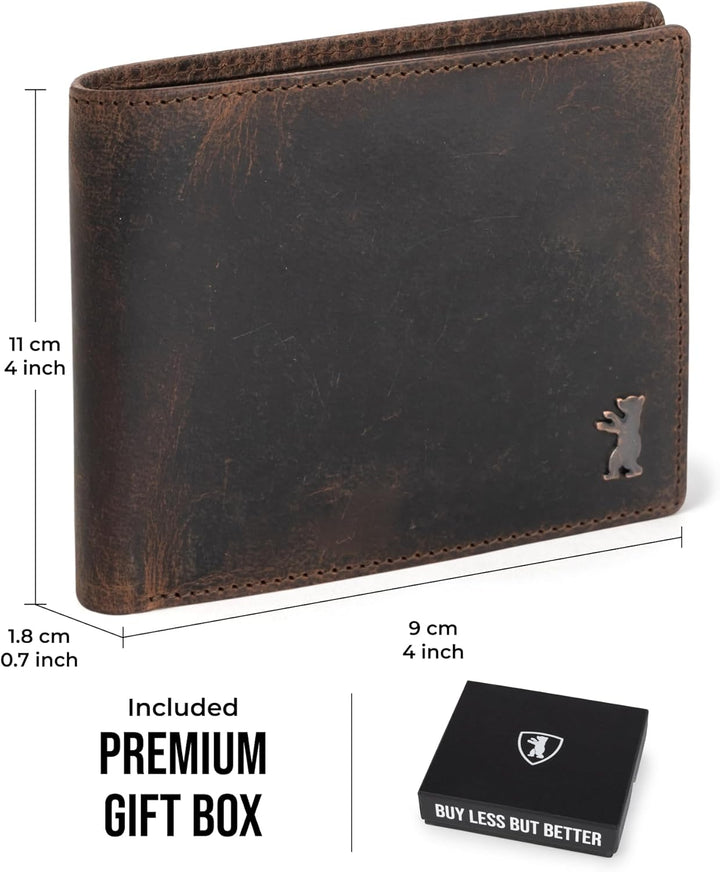 BERLINER BAGS Billetera vintage de cuero genuino para hombre, Brook...
