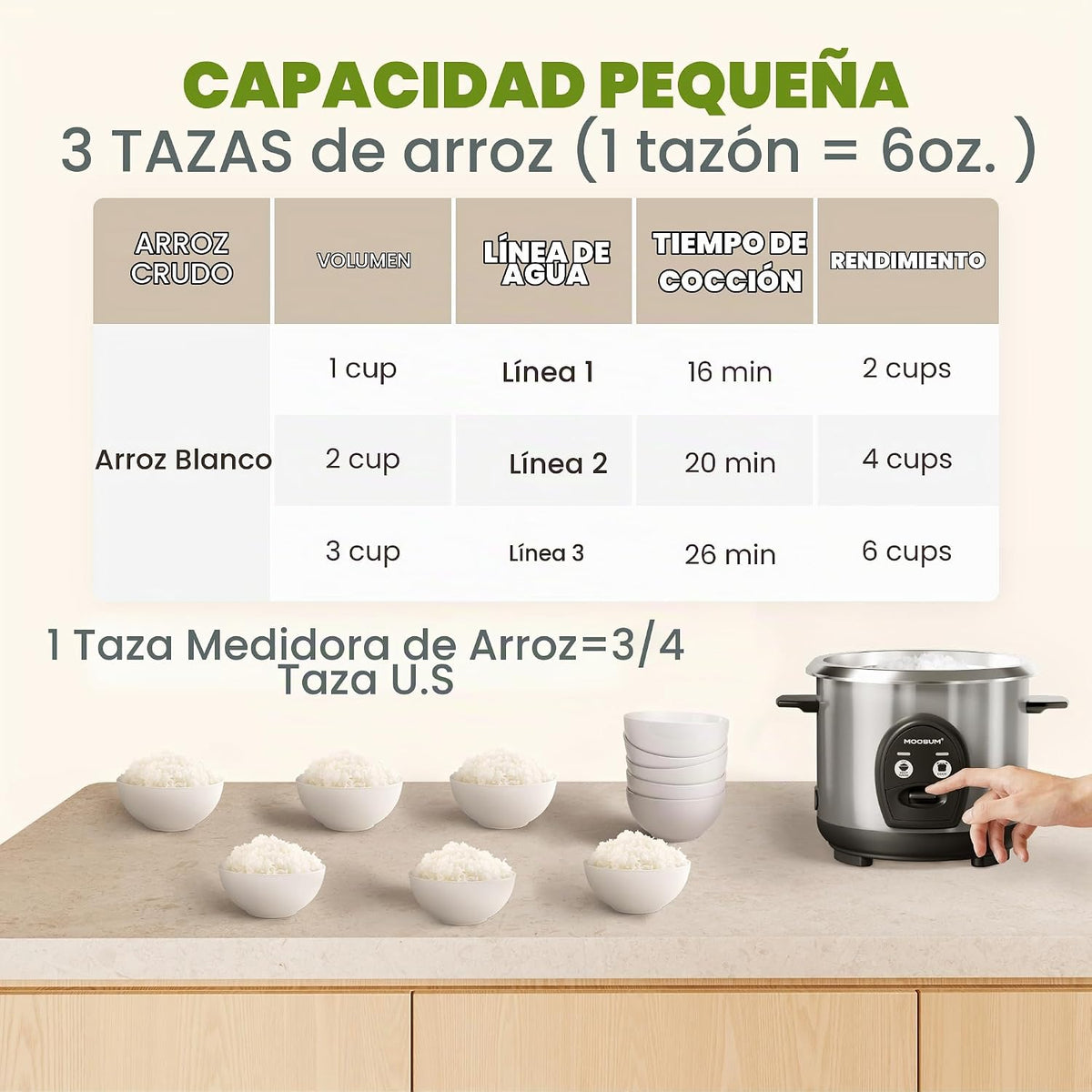 Olla arrocera sin cocer de 3 tazas, pequeña, de acero inoxidable, olla interior no tóxica, multifunción con un solo toque para arroz, salteado/yogur, apta para lavavajillas, tamaño de 1 a 3 personas, color plateado