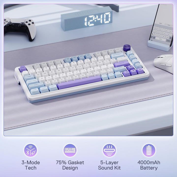 Redragon K673 MAX 75% teclado para juegos RGB inalámbrico con junta...