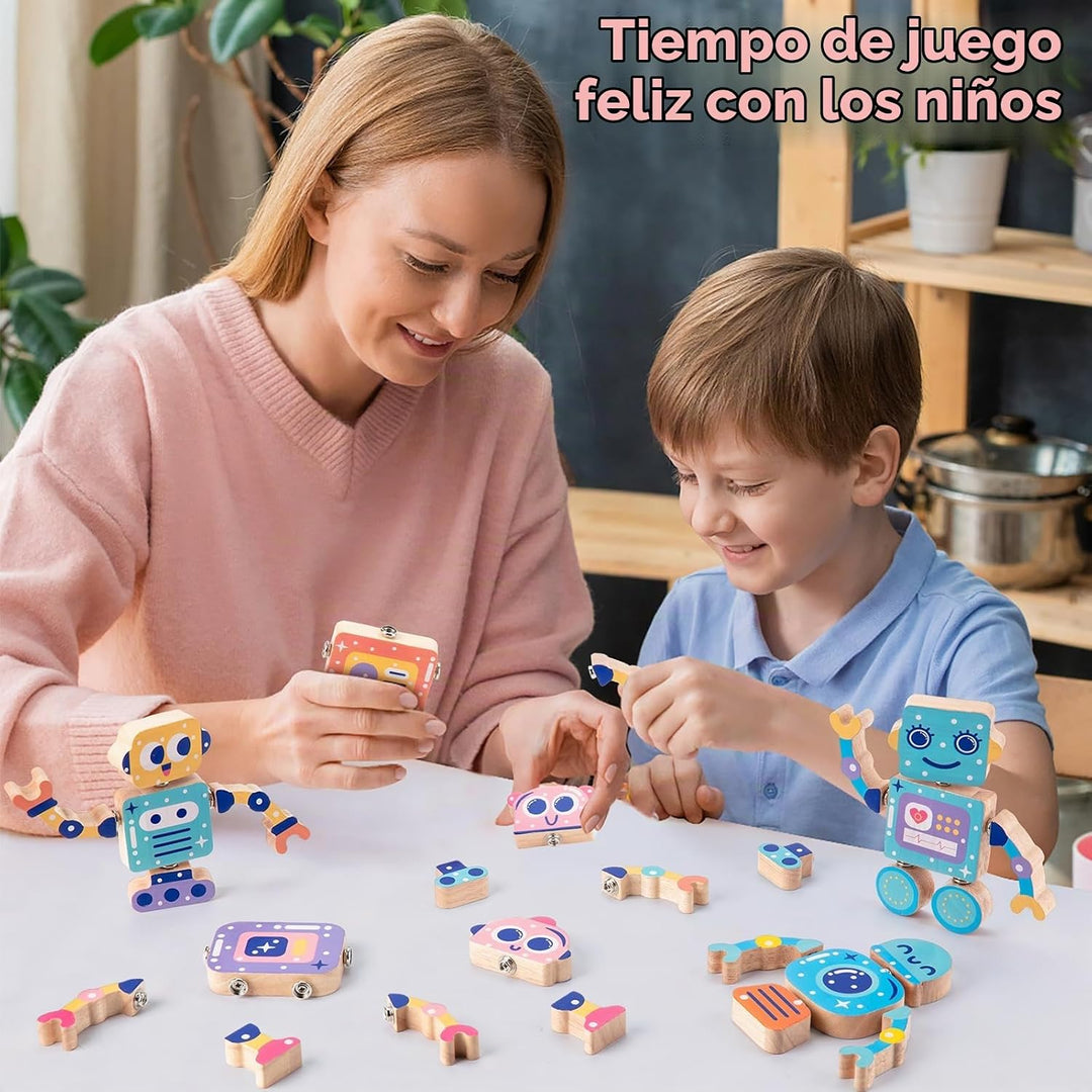 KODATEK Juguetes de construcción de madera a presión, bloques de co...