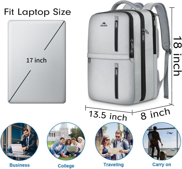 MATEIN Mochila de viaje para mujeres y hombres, mochila de transpor...