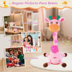 Juguete de jirafa bailarina, juguete de peluche para bebé, canción que canta para niños pequeños, juguete musical brillante para regalo de cumpleaños de bebé, juguete de jirafa Groovy (jirafa rosa)