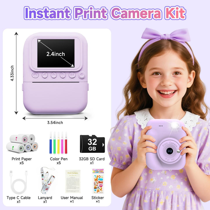 Cámara de impresión instantánea para niños, juguetes de cámara para...
