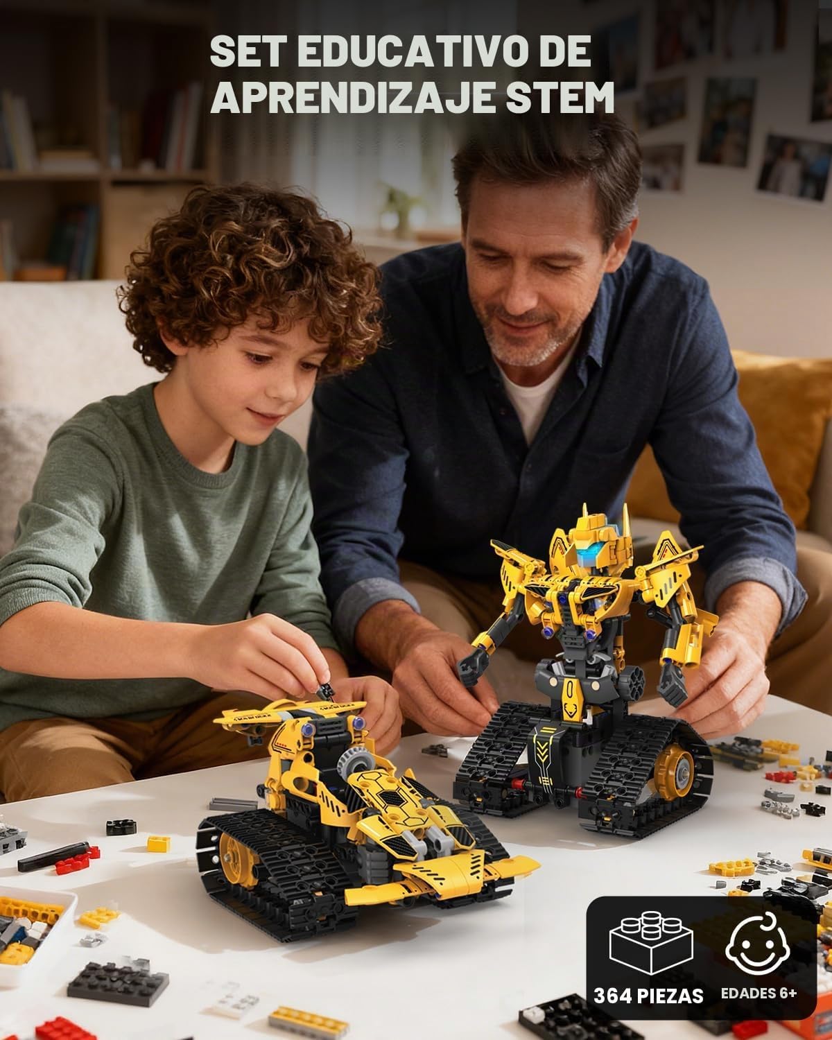 Kit de Construcción de Robot 5 en 1 STEM, Juguetes de Robot RC para Niños de 6+ años