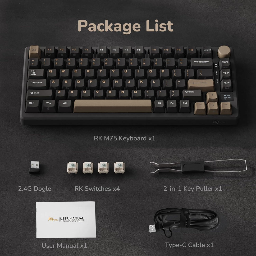 RK ROYAL KLUDGE Teclado Mecánico Inalámbrico M75 2.4Ghz\/BT5.1\/USB...