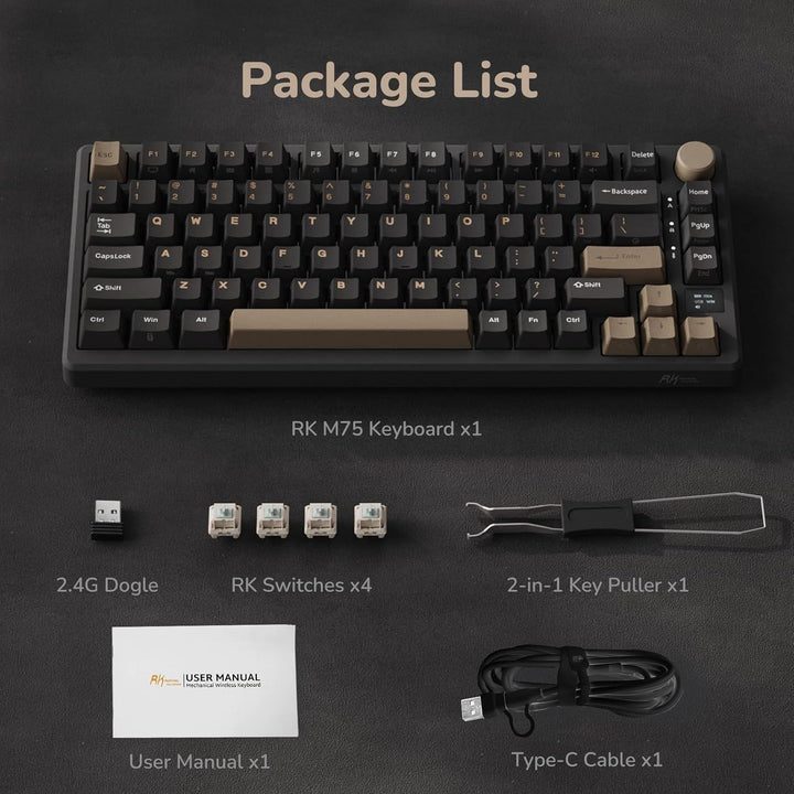 RK ROYAL KLUDGE Teclado Mecánico Inalámbrico M75 2.4Ghz\/BT5.1\/USB...