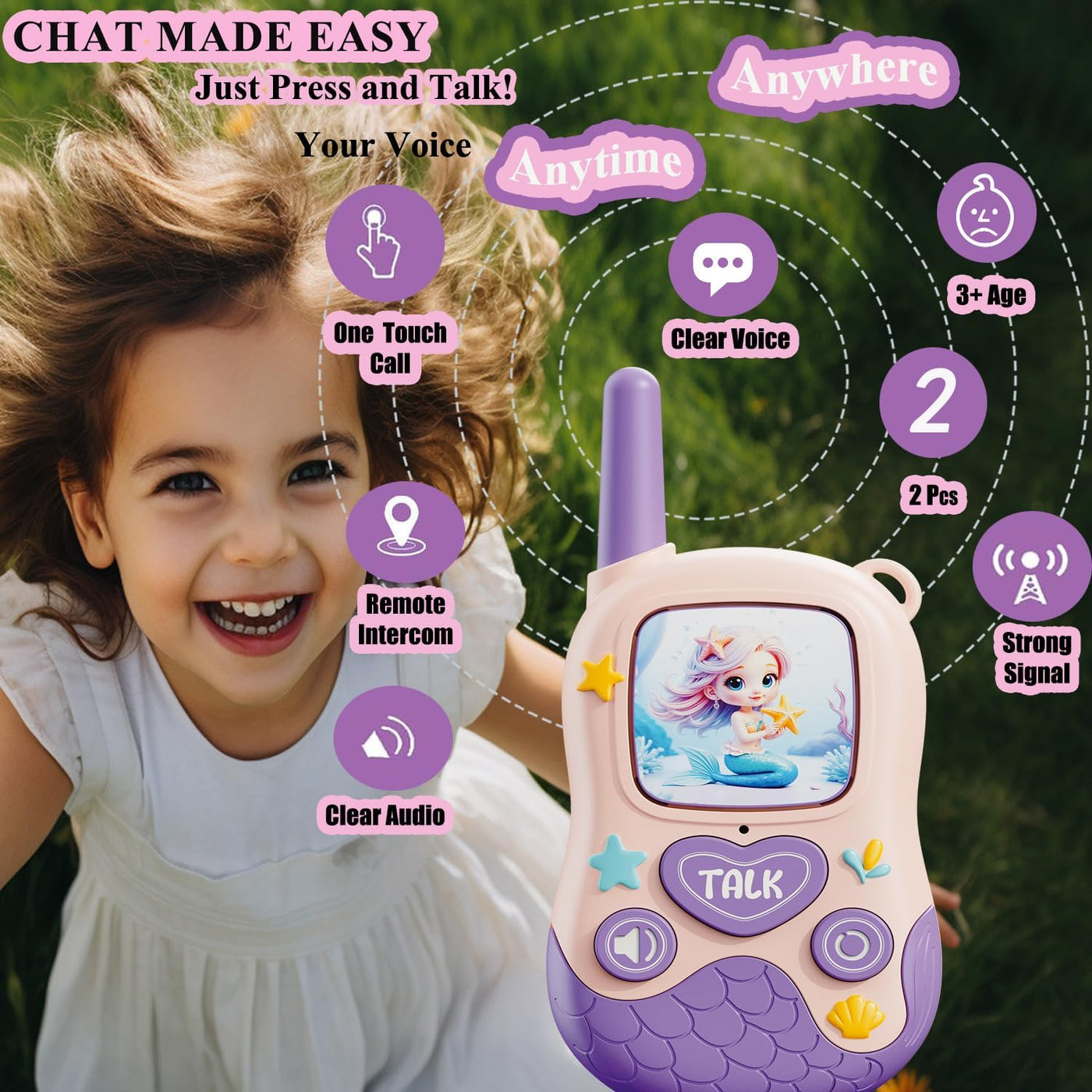 Walkie Talkies - Juguetes para niñas 2 paquetes de regalos