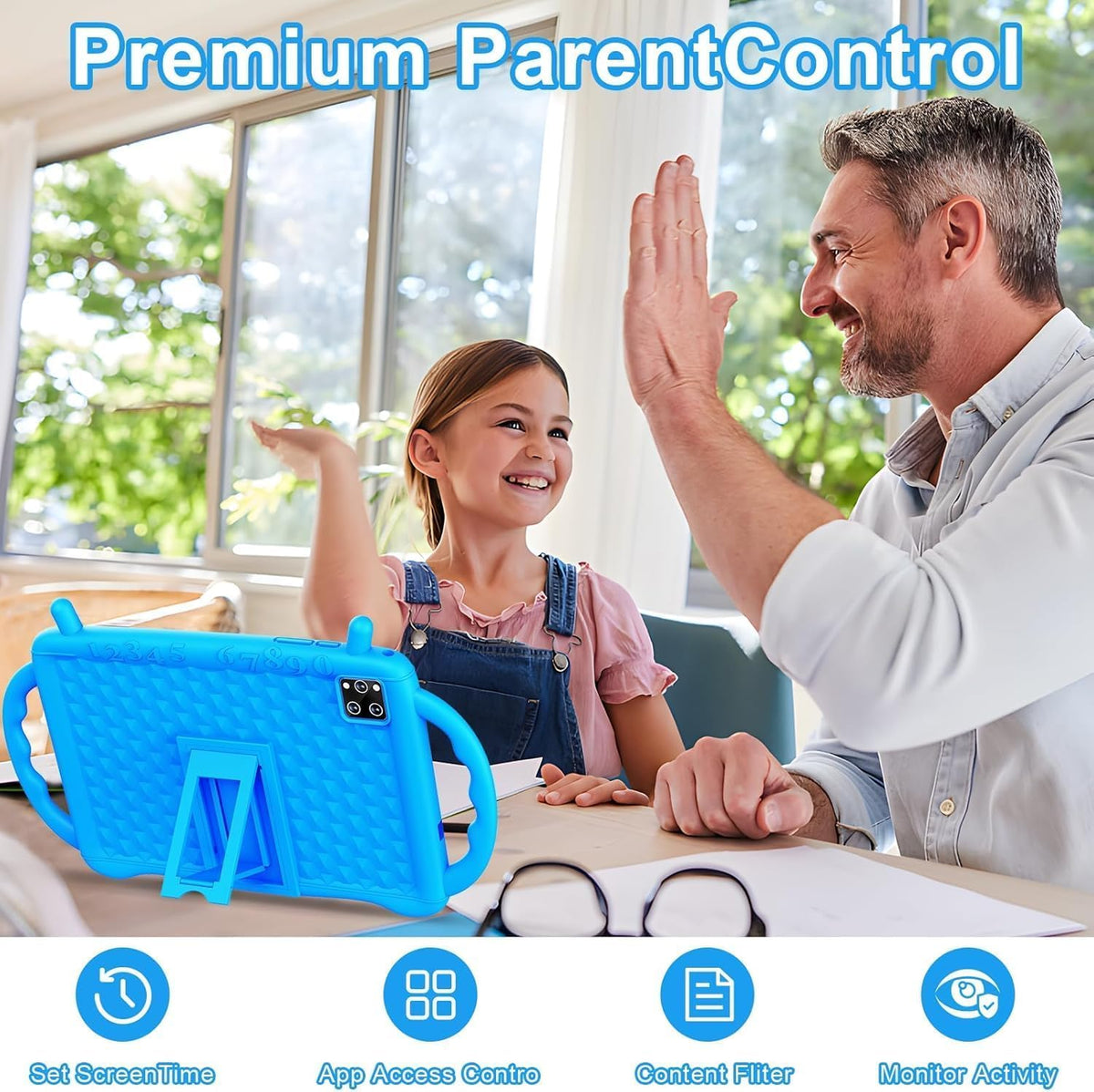 Tablet para niños de 10 pulgadas Android Tablet 15 para niños con 10 GB de RAM 64 GB de ROM, expansión de 512 GB, con control parental, WiFi, Bluetooth, regalo de doble cámara para niños y